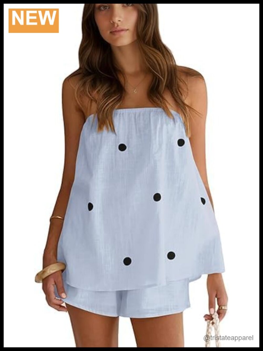 Polka Dot 2 Piece Short Set Strapless Top & Shorts Lounge Set